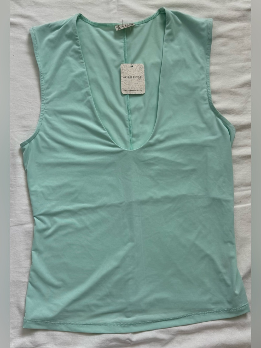 Free People Intimately Aqua Jade Sleeveless Deep V Tank Top M